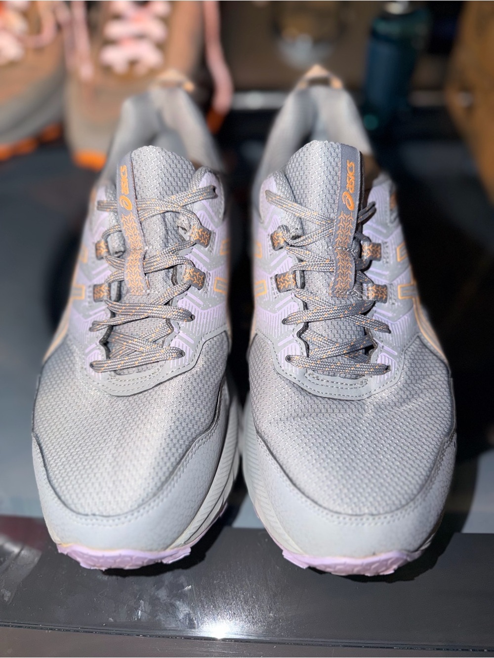 ASICS Gel-Venture 9 Women’s 8.5 Wide Gray Lavender Orange Trail Shoes